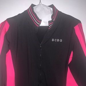 BCBG Max Azria black and hot pink track jacket